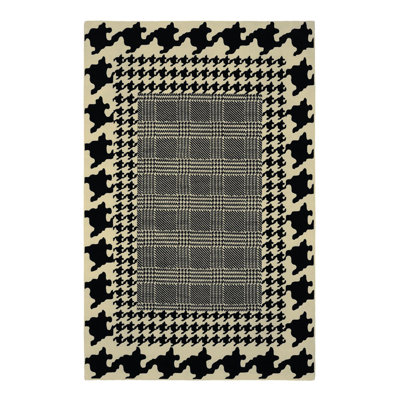 Tapis tissé à motif écossais et pied-de-poule