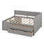 Lit de jour double avec 4 tiroirs et tablettes, cadre de lit plateforme en bois avec tête de lit en L et support à lattes, lit d'angle-2097288761