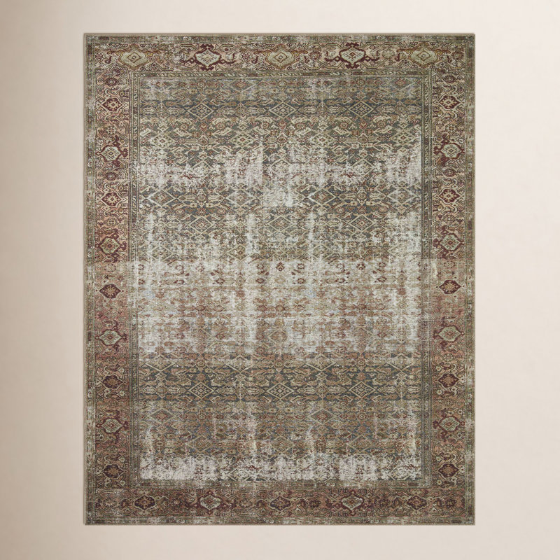 Tapis oriental Georgie Moss / Salmon, Rectangle 10 pi x 14 pi