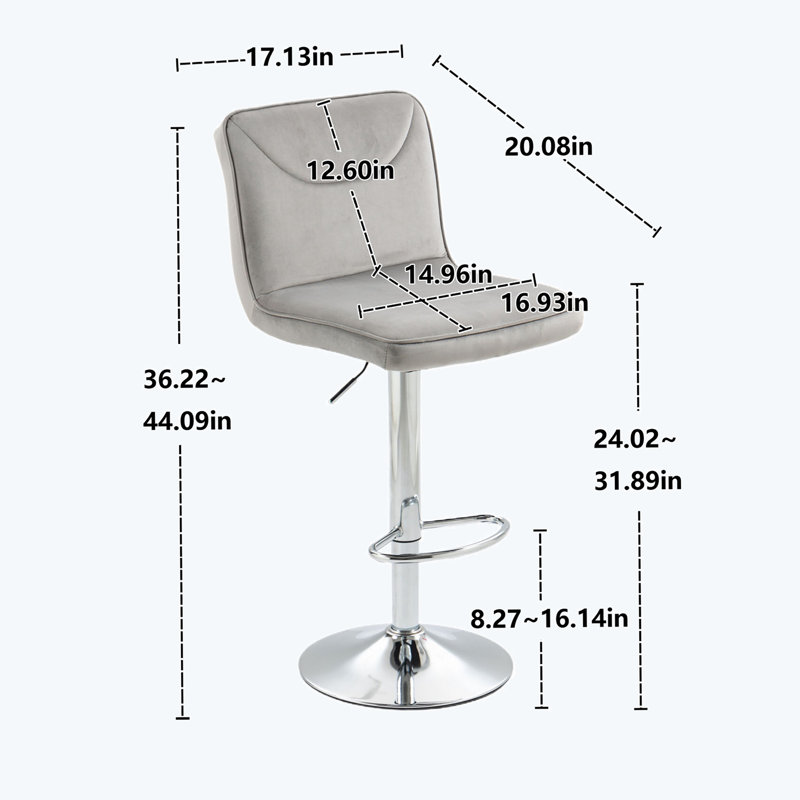 Tabouret de bar Bevelyn, Gris / argent