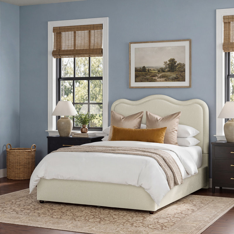 Grand lit plateforme Azu, Queen, Cream