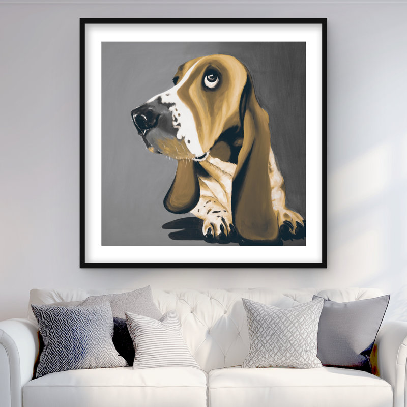 Impression de chien doré Basset Hound - décoration moderne encadrée