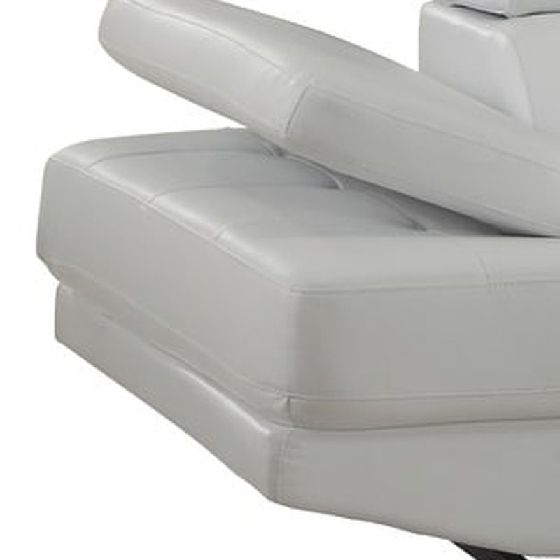 Piedra Leather L Shaped Two Piece Corner Sectional, White Faux Leather, Left Hand Facing