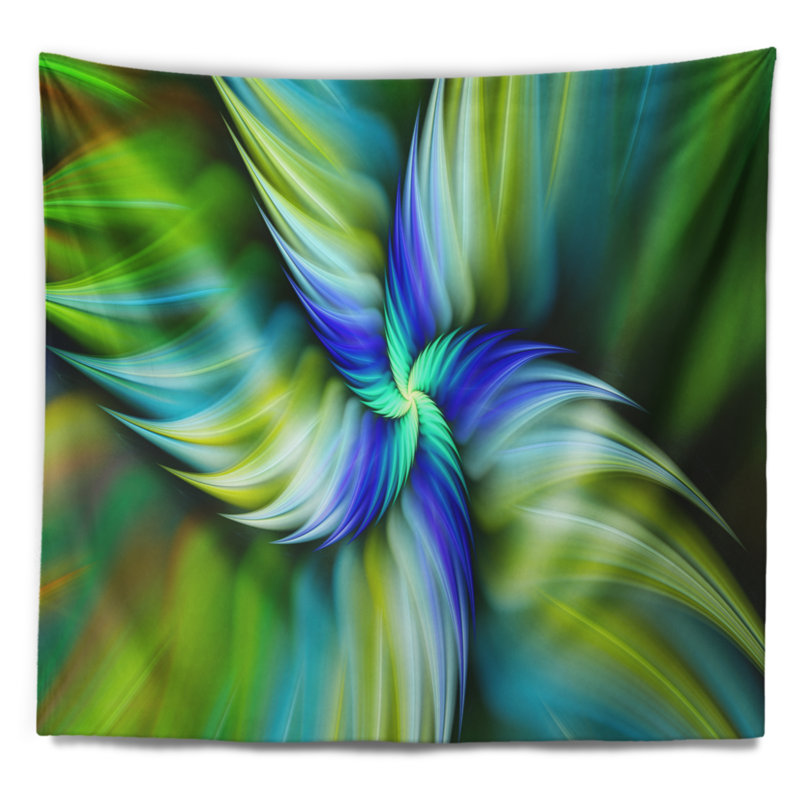 Tapisserie florale à motif d'étoile verte, H 50 po x l 60 po