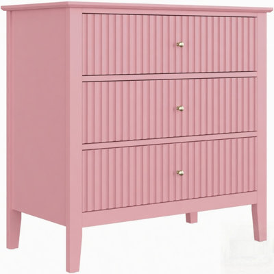Wide Fluted 3-Drawer Nightstand, Spacious and Stylish Modern Bedroom End Table with Soft-Close Slides