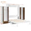 Lit escamotable double pleine grandeur avec placard, tiroirs et table, blanc