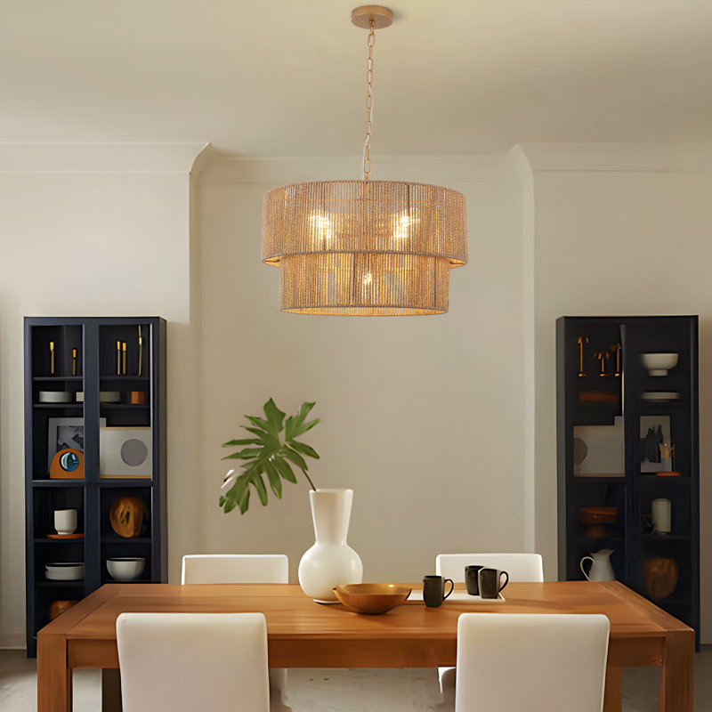 5-Lights Hand-Woven Rattan Pendant Light, Nature