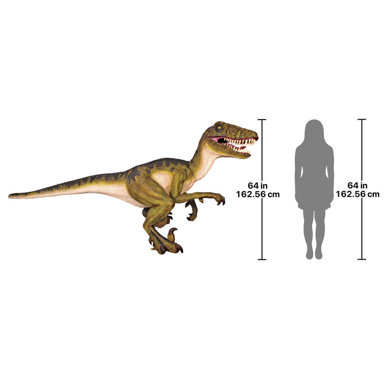 Jurassic-Sized Dromaeosaurus Raptor Dinosaur Statue