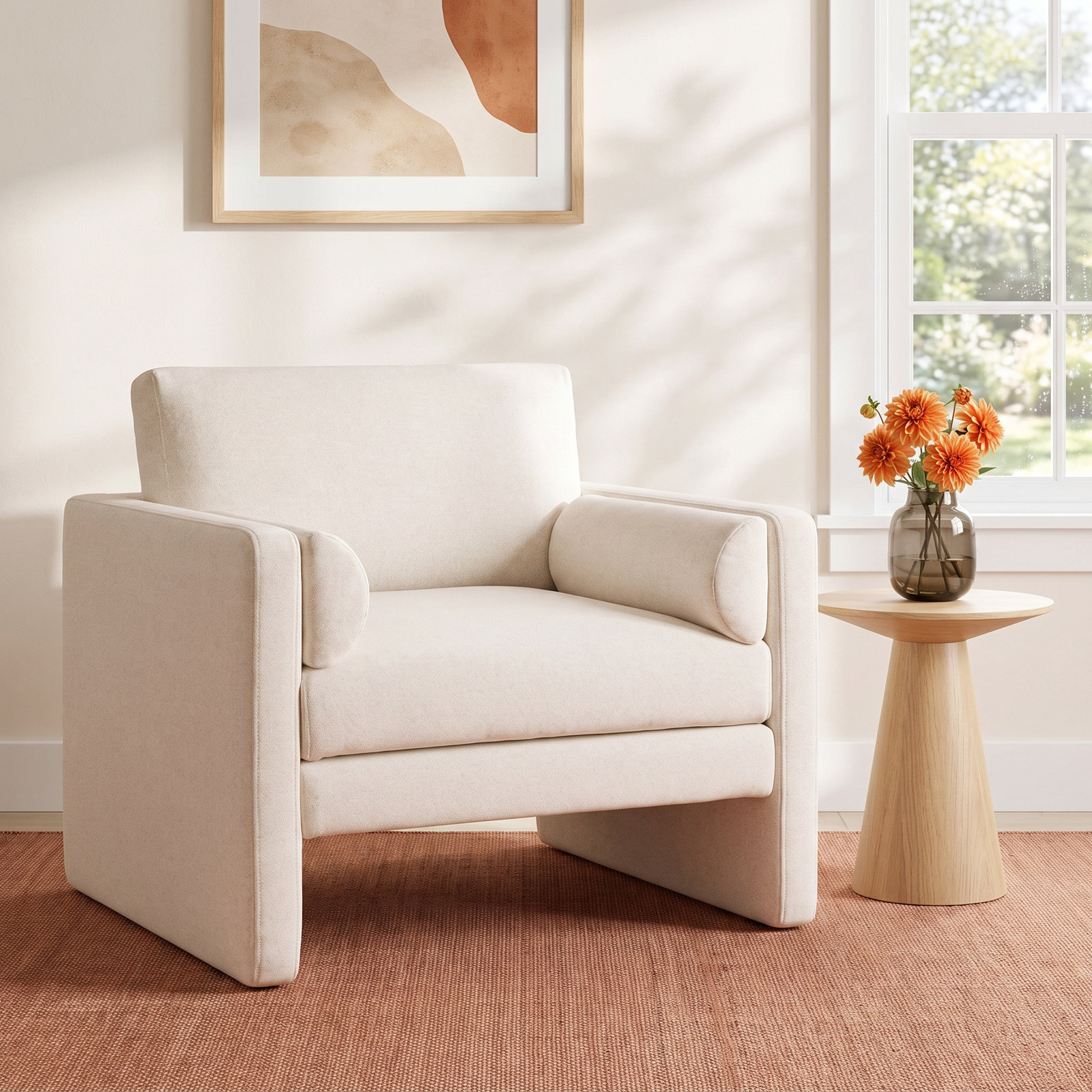 Laurel Armchair, Merino Cream Basketweave