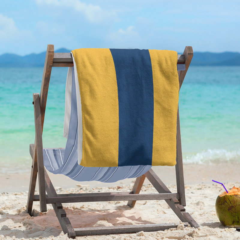 Vancouver Lightweight Beach Towel, Poly/Cotton, Gold/Navy Blue/Gold