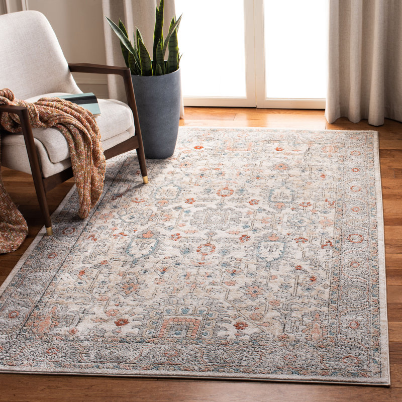 Ivory and Grey Hand-Knotted Synthetic 8' x 10' Area Rug