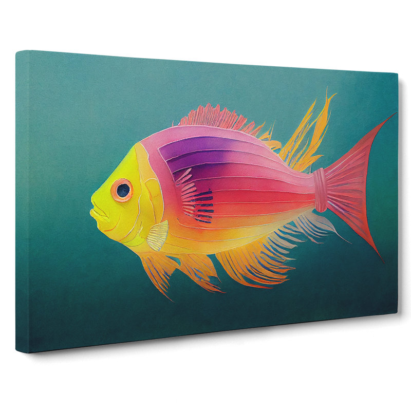 XXX-H1022-WF-3862X Fish In Watercolour - Wrapped Canvas Print, 35cm H x 50cm W x 3cm D