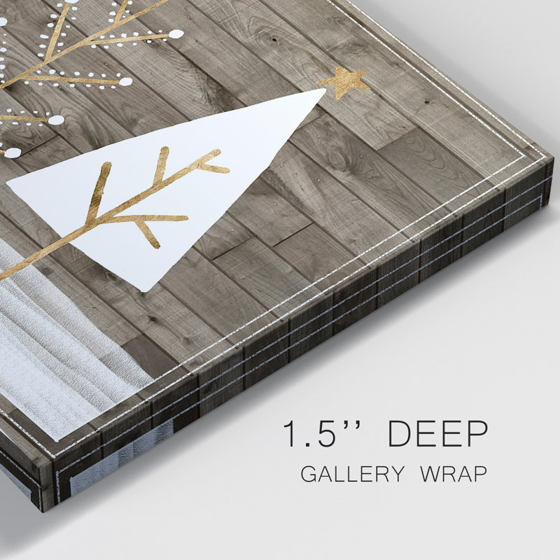 Wooded White Christmas Collection D Premium Gallery Wrapped Canvas - Ready To Hang, 8" H x 16" W x 1.5" D