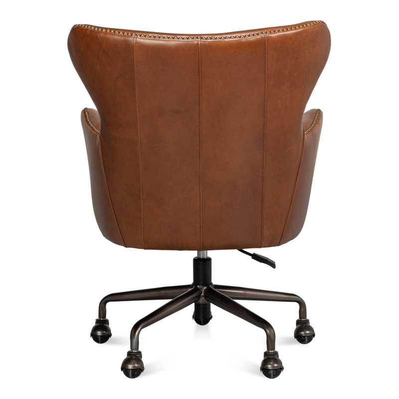 McKellen Leather Swivel Executive Chair, Vintage Cigar