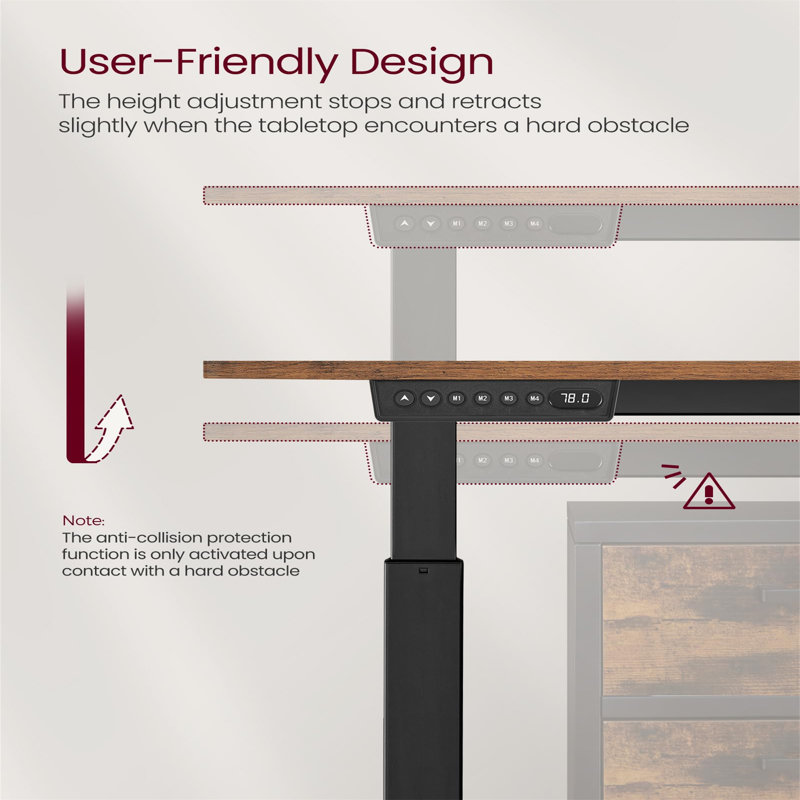 Anietra Adjustable Metal Base Computer Desk, 140cm W x 60cm D