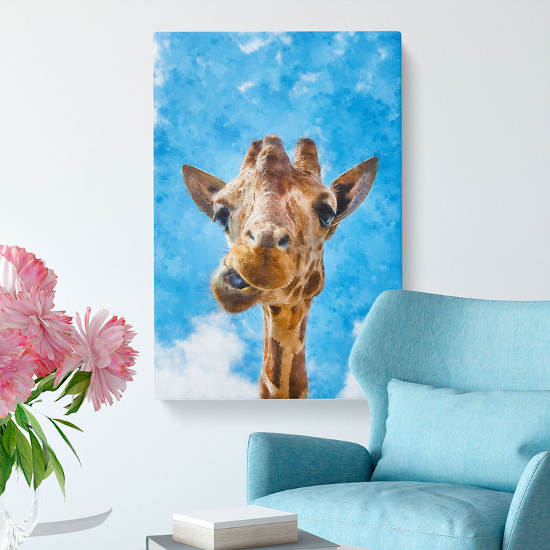 Chewing Giraffe - Wrapped Canvas, 91cm H x 60cm W x 3cm D