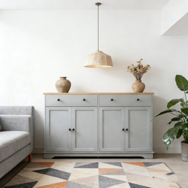 Buffet élégant avec tablettes réglables et tiroirs spacieux pour des solutions de rangement polyvalentes.