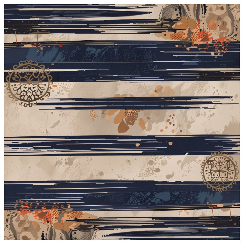 Beige Blue Striped Pattern Quilted Bedspread All Sizes, King
