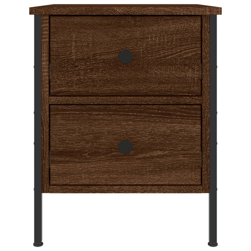 Alius Iron Bedside Table, Brown Oak, Set of 2