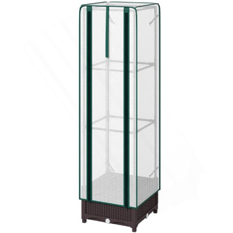Portable Outdoor Plant Box,Garden Bed With Trellis,With Cover,Drainage Holes And Zipper Door, 48.8" H x 15.7" W x 15.7" D