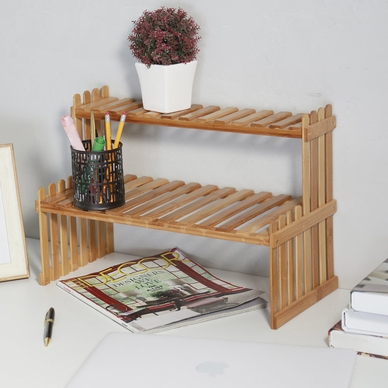 Ashendon Bamboo Wood Tiered Desk Organiser