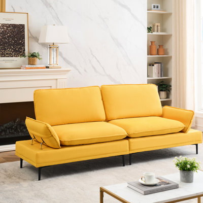 Jaune 89 po, pour le bureau à domicile et un appartement, facile à assembler, teinture intérieure, 2, bois massif + panneau artificiel, 33,57 po de haut, dossier rembourré en éponge 30,81 de large,