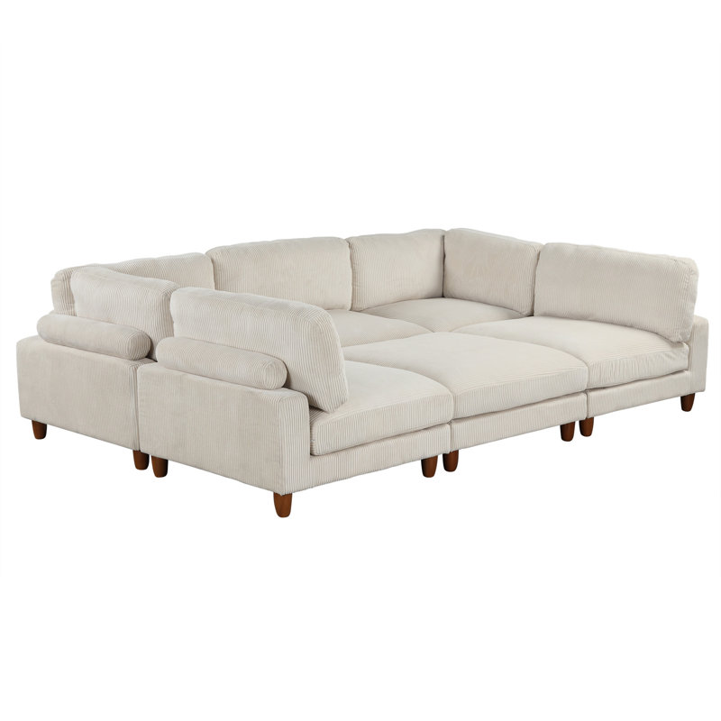 U-Style 163''Modular Sectional Sofa, Beige Polyester