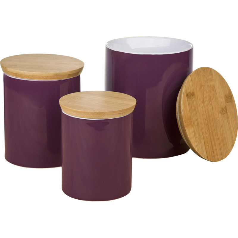Wood Jar - Set of 3, Aubergine