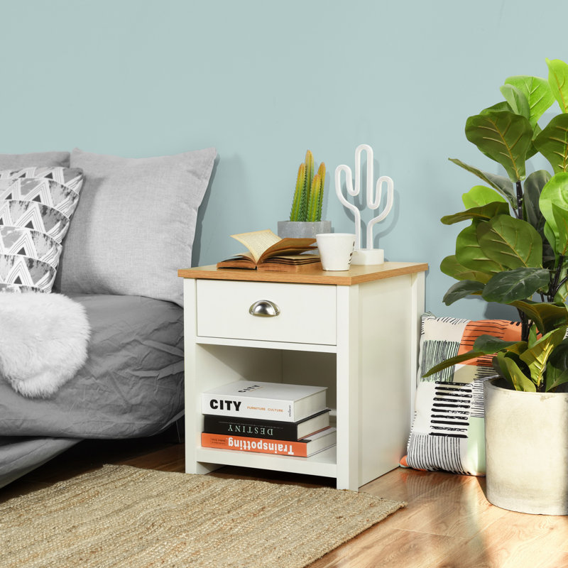 Richmond 45cm W Bedside Table, Oak/White