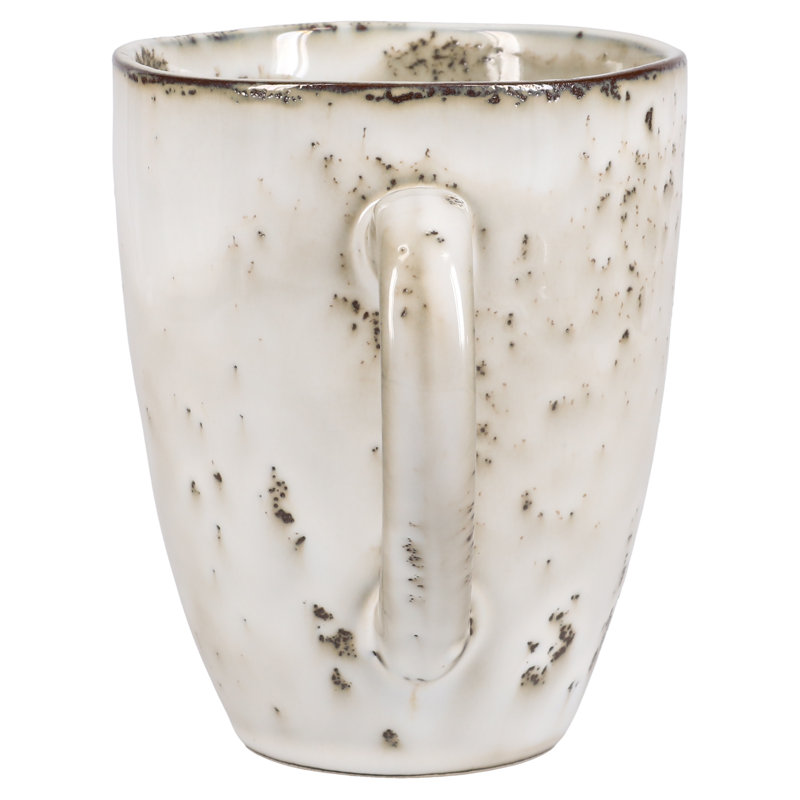 Rustico Cream Ceramic 18oz Round Mugs Set of 4