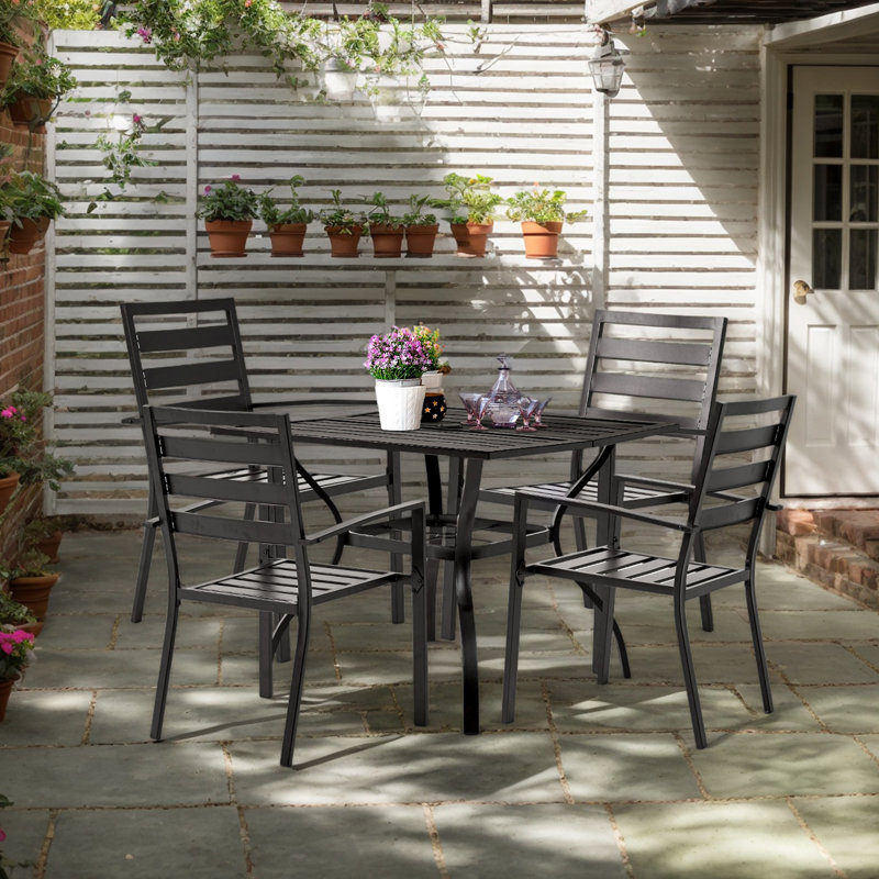 Patio Steel Stackable Dining Chair (Set Of 4)