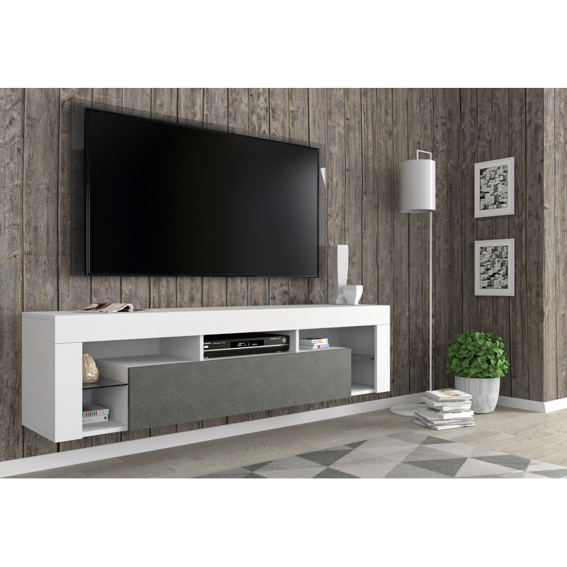 Maximillian TV Stand for TVs up to 60", White Matt/Concrete Grey