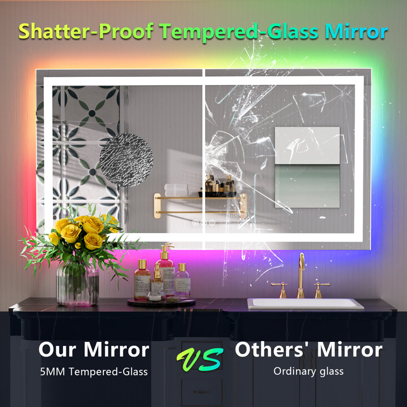 Miroir de salle de bain Lunara, 30 po x 55 po, Rectangulaire