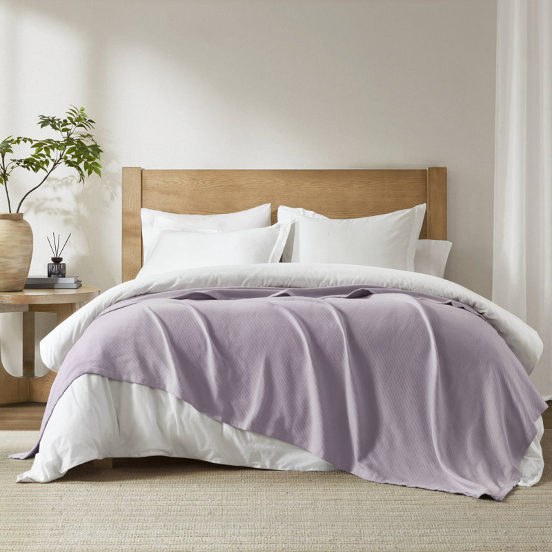 Couverture tissée en coton liquide respirant, Double/Grand, Lilas