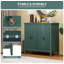 Buffet vintage vert peint à la main, armoire à pieds romains sculptés avec rangement caché, structure renforcée et base surélevée pour le salon et la salle à manger