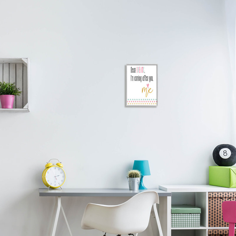 «Dear Dreams», H 14 po x l 11 po x P 1,5 po, Cadre flottant gris lustré