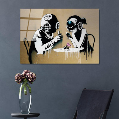 Stunning Banksy Tempered Glass Painting, 17.7 x 25.6 inches | 100% Tempered Glass, Thickness: 0.16 inches | Perfect for Modern Home Decor, Unique Art Piece, Ideal for Living Room & Office Spaces