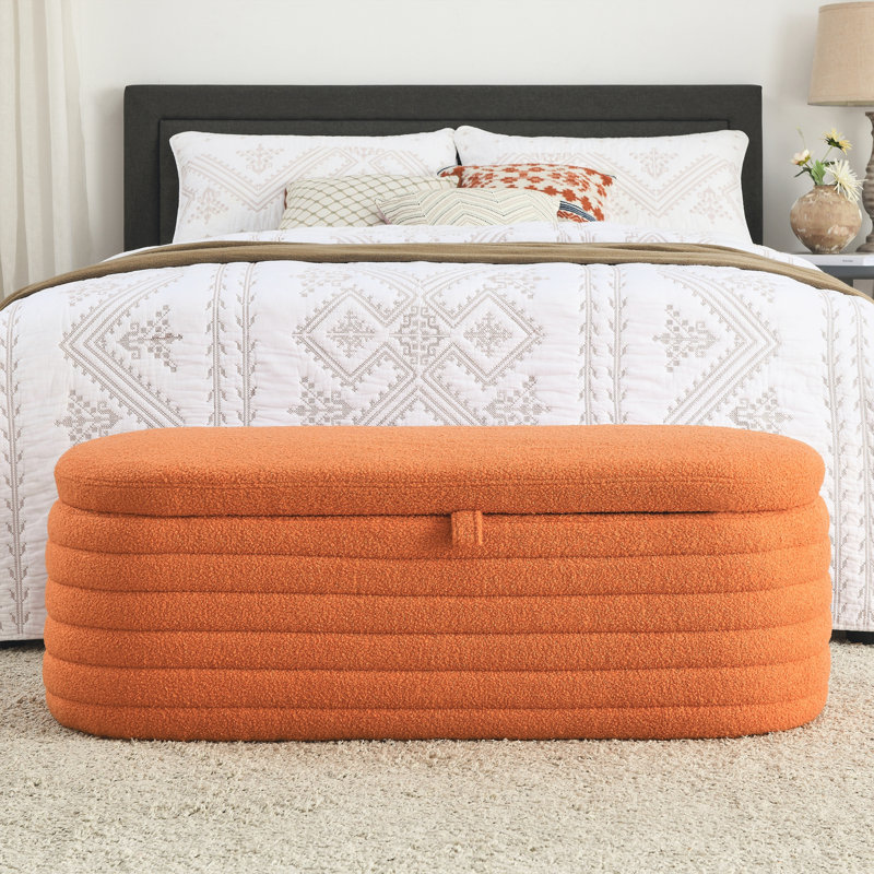 Banc de rangement avec repose-pieds 45,5 pouces, Orange
