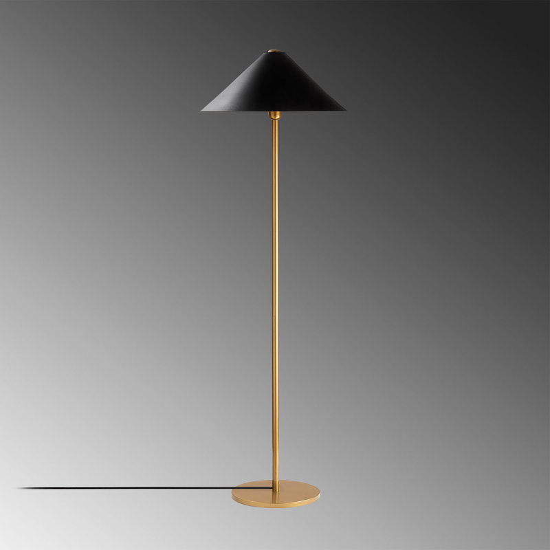 Modern Floor Lamp with Metal Body, Gold Finish, 18.1 x 18.1 x 59.1 inches | Base Plate: 12.2 x 12.2 x 0.8 inches | E27 Socket, Max 40W, 78.7 in Cable Length | Perfect for Scandinavian & Hotel Décor