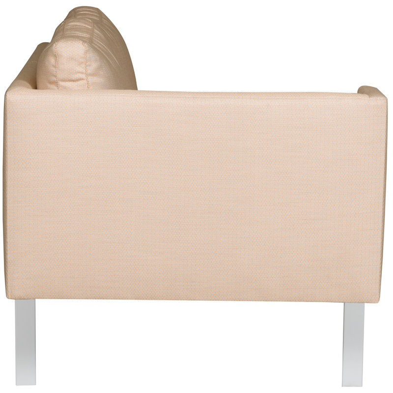 Michael Weiss Dellafield 72.5" Wide Outdoor Rectangle Loveseat with Cushions, Jellyfish Rain, Right Hand Facing, White