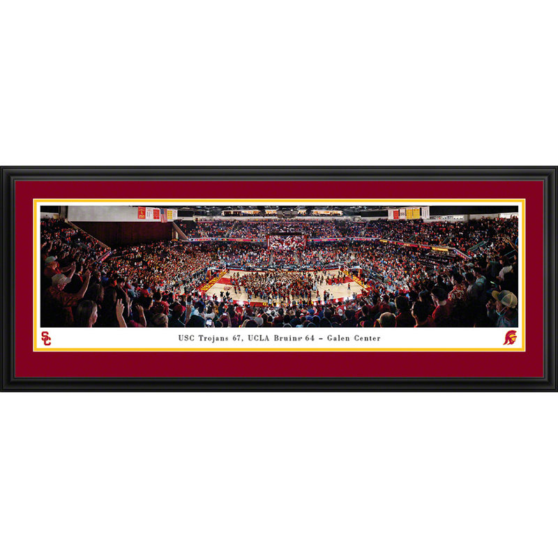 Impression panoramique USC Basketball, H 18 po x l 44 po x P 1,38 po, Cadre noir