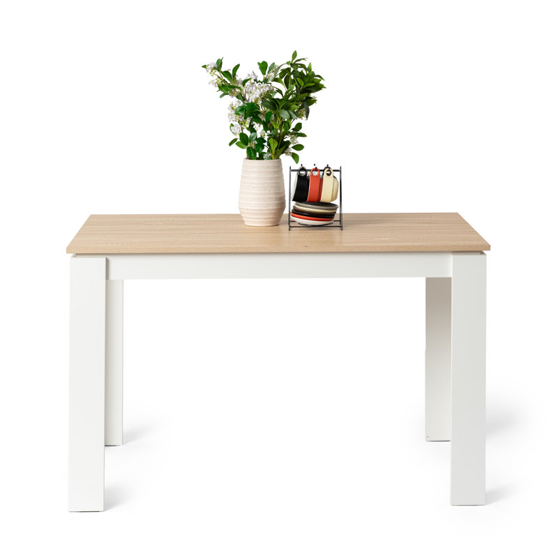 Elegant Rectangle Dining Table, Sturdy Kitchen Table, White, 29.50”H x 47.20”L x 27.60”W, Oak