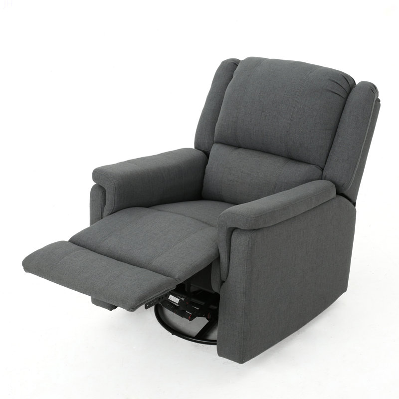 Charcoal Fabric Glider Recliner With Swivel, Manual Reclining Chair, Charcoal Fabric