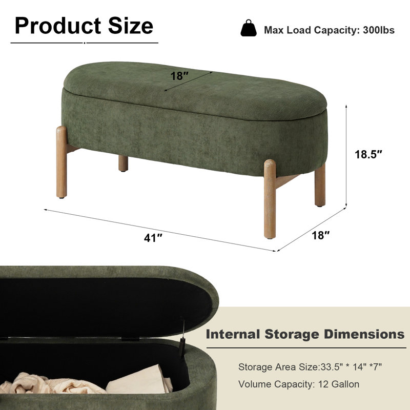 Banc de rangement en bois, Vert