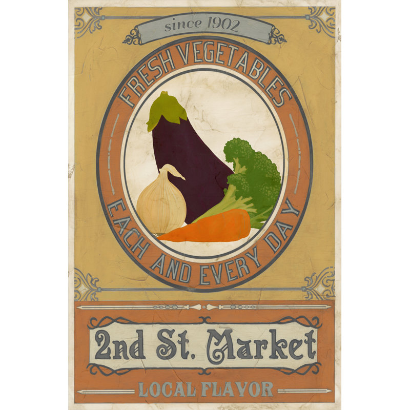 Vintage Produce Sign III by June Erica Vess - Wrapped Canvas Painting, 46cm H x 30cm W