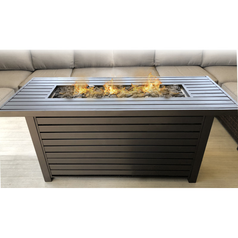 Casselton Steel Propane/Natural Gas Outdoor Fire Pit Table With Lid