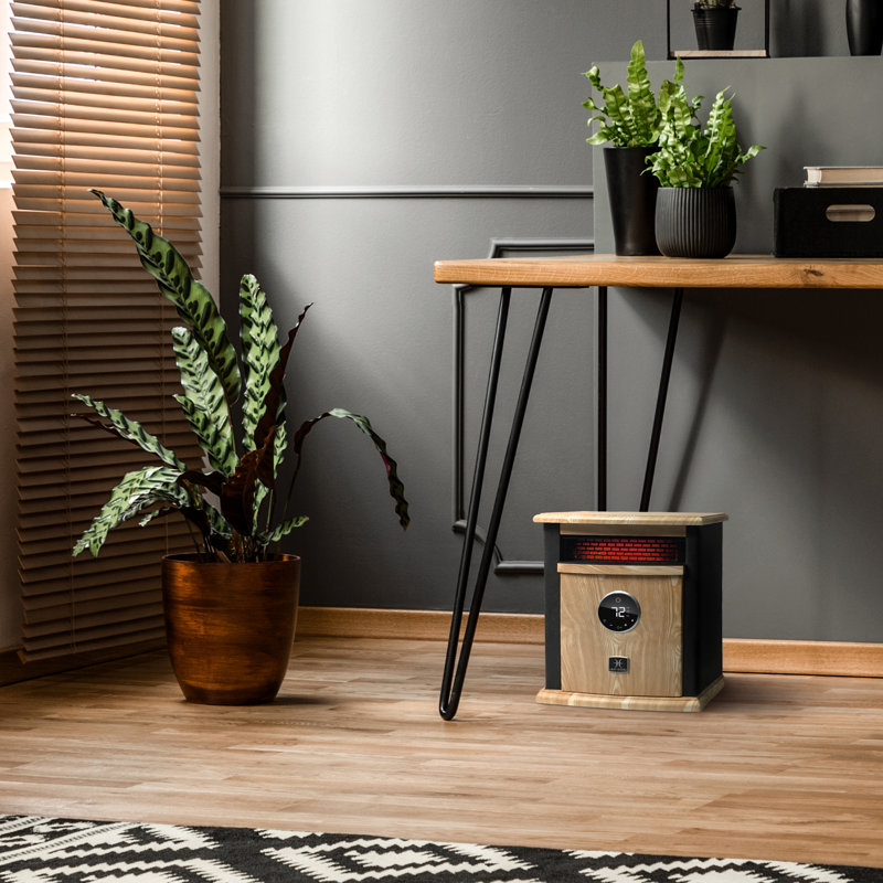 Black and Tan Electric Infrared Quartz Space Heater with Thermostat