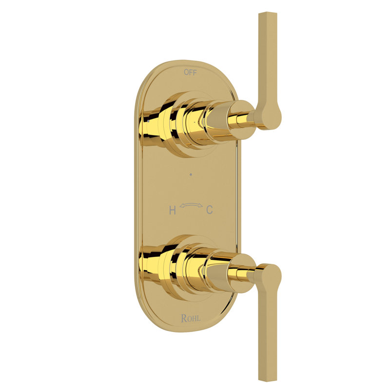 Lombardia® 1/2" Thermostatic Trim with Diverter, Unlacquered Brass