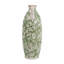 Vase en céramique 5,9 x 5,9 x 15,6 po avec motif floral vert et petites poignées