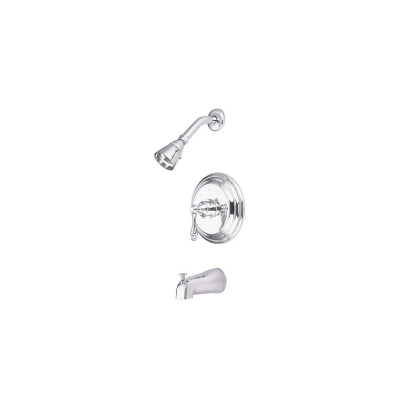 Vintage Pressure Balanced Dual Function Tub Faucet with Solid Brass Shower Head with Metal Lever Handles, Polished Chrome